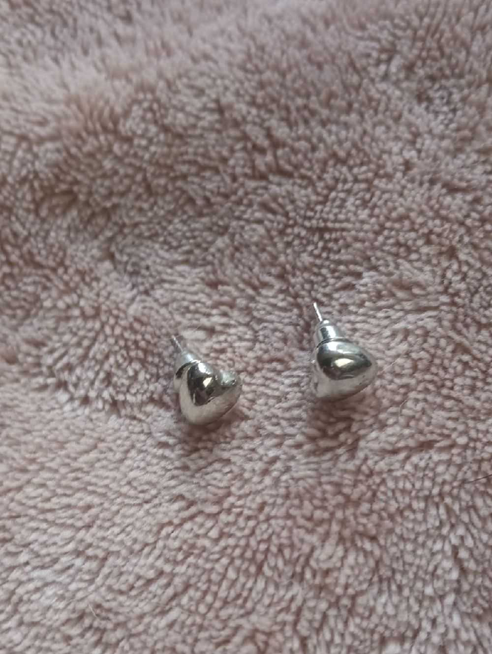 Silver Tone Heart Stud Earrings - Classic Women's Jewelry